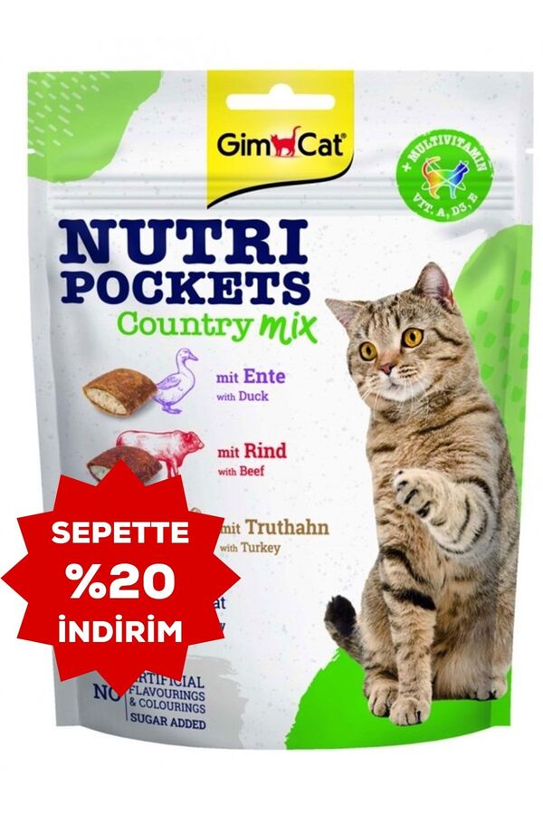 GimCat Nutripockets Country Mix Multivitaminli Kedi Ödülü 150gr