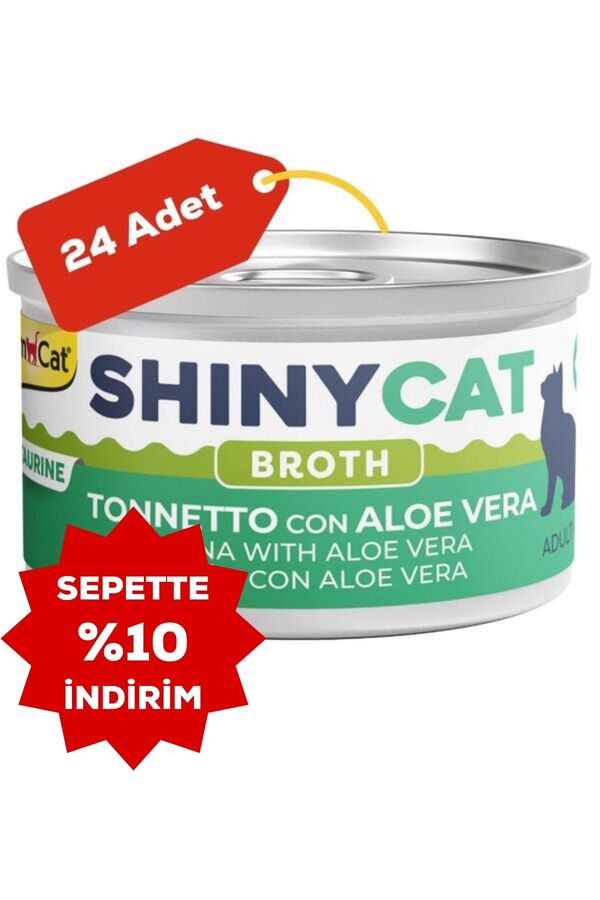 Gimcat Shinycat Broth Aloe Veralı Ton Balıklı Kedi Konservesi 70gr 24lü