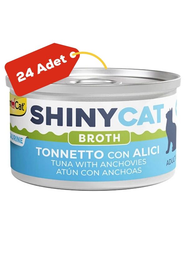 Gimcat Shinycat Broth Ançüezli ve Ton Balıklı Kedi Konservesi 70gr 24lü