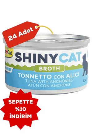 GIMCAT - Gimcat Shinycat Broth Ançüezli ve Ton Balıklı Kedi Konservesi 70gr 24lü