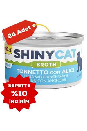 Gimcat Shinycat Broth Ançüezli ve Ton Balıklı Kedi Konservesi 70gr 24lü - Thumbnail