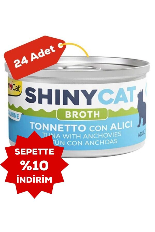 Gimcat Shinycat Broth Ançüezli ve Ton Balıklı Kedi Konservesi 70gr 24lü