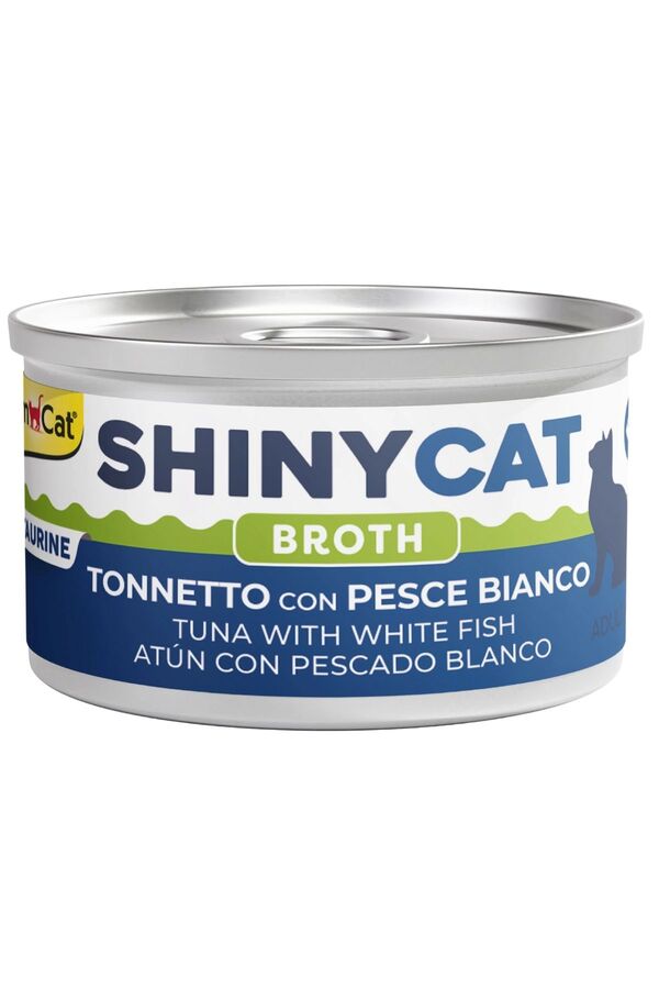 Gimcat Shinycat Broth Beyaz Balıklı ve Ton Balıklı Kedi Konservesi 70gr