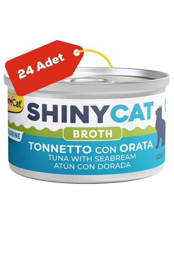 Gimcat Shinycat Broth Çipuralı Ton Balıklı Kedi Konservesi 70gr 24lü