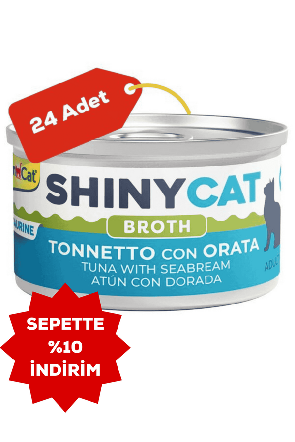 Gimcat Shinycat Broth Çipuralı Ton Balıklı Kedi Konservesi 70gr 24lü