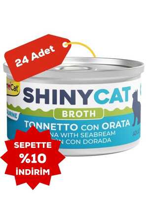 Gimcat Shinycat Broth Çipuralı Ton Balıklı Kedi Konservesi 70gr 24lü - Thumbnail
