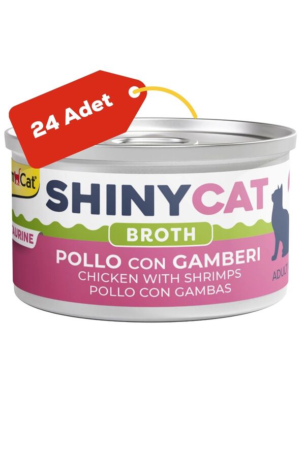 Gimcat Shinycat Broth Karidesli Tavuklu Kedi Konservesi 70gr 24lü