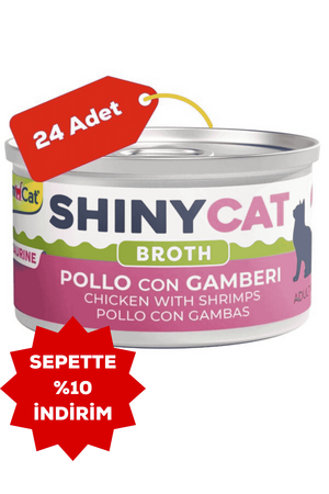 Gimcat Shinycat Broth Karidesli Tavuklu Kedi Konservesi 70gr 24lü - Thumbnail
