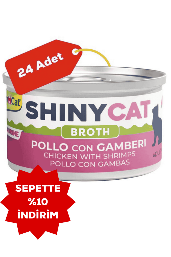 Gimcat Shinycat Broth Karidesli Tavuklu Kedi Konservesi 70gr 24lü