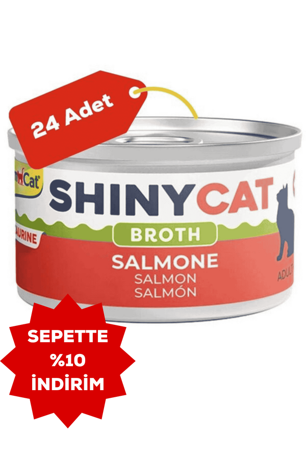 Gimcat Shinycat Broth Somon Balıklı Kedi Konservesi 70gr 24lü