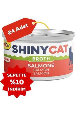 Gimcat Shinycat Broth Somon Balıklı Kedi Konservesi 70gr 24lü - Thumbnail