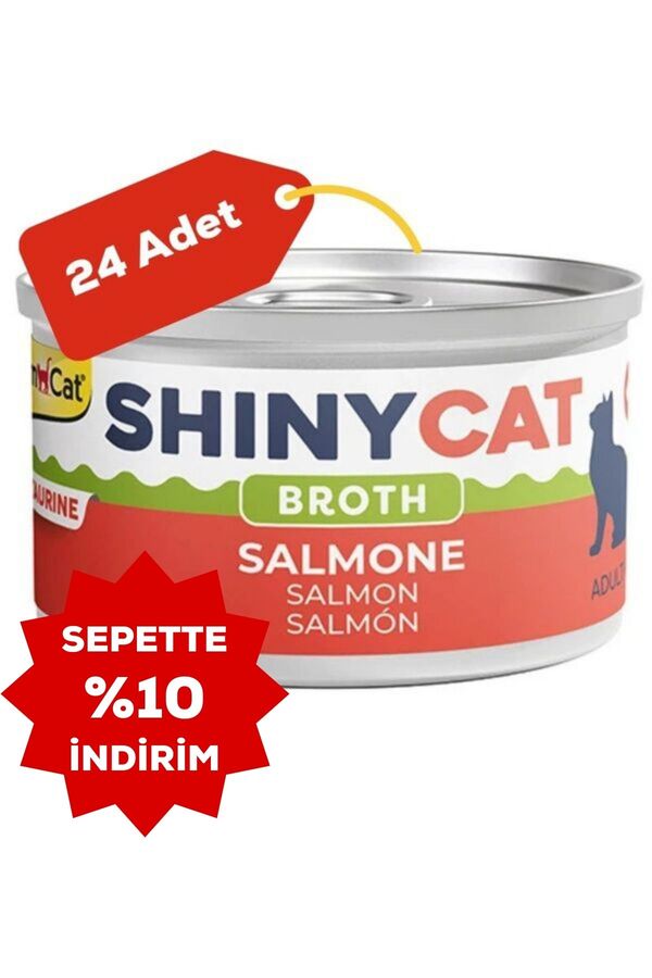 Gimcat Shinycat Broth Somon Balıklı Kedi Konservesi 70gr 24lü