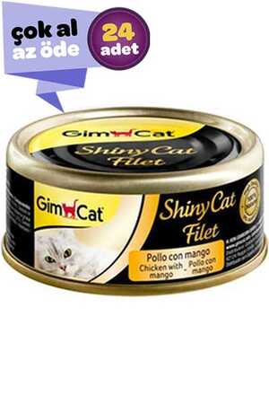 GimCat ShinyCat Fileto Tavuk ve Mangolu Kedi Konservesi 24x70gr (24lü)
