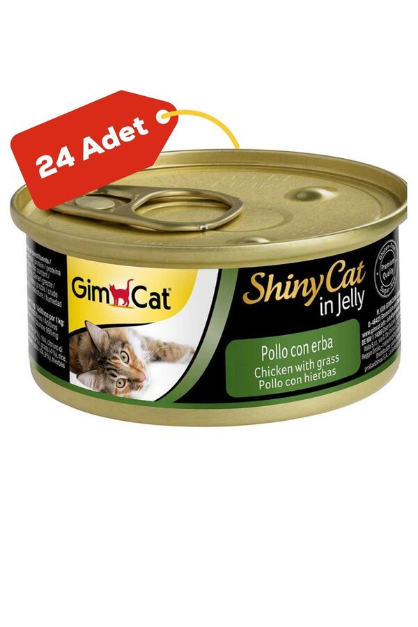 GimCat ShinyCat Tavuk ve Çimenli Kedi Konservesi 70gr 24lü