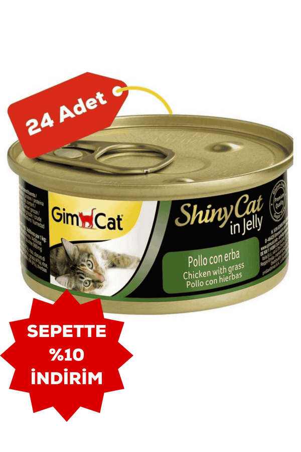 GimCat ShinyCat Tavuk ve Çimenli Kedi Konservesi 70gr 24lü