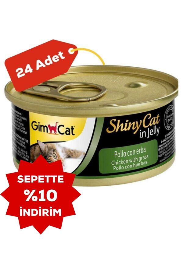 GimCat ShinyCat Tavuk ve Çimenli Kedi Konservesi 70gr 24lü