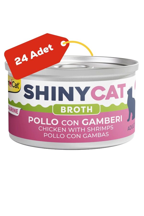 GimCat ShinyCat Tavuk ve Karidesli Kedi Konservesi 70gr 24lü