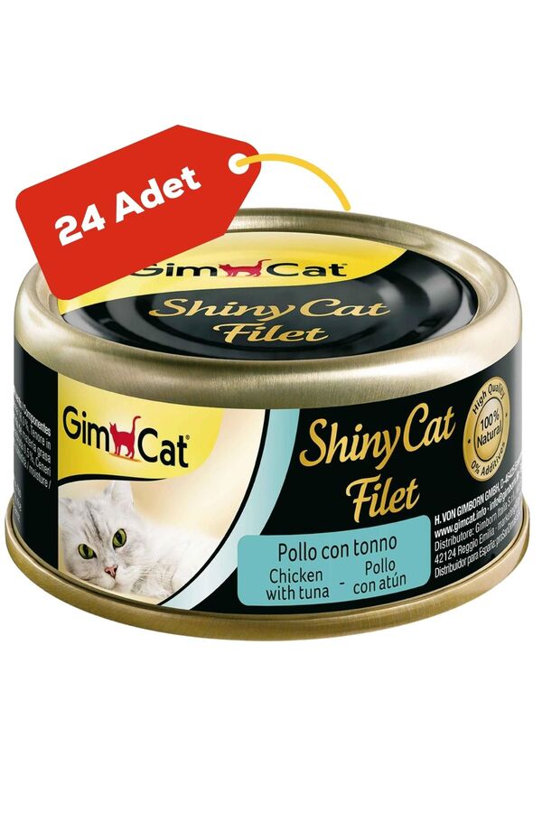 GimCat ShinyCat Ton Balığı ve Tavuklu Kedi Konservesi 70gr 24lü