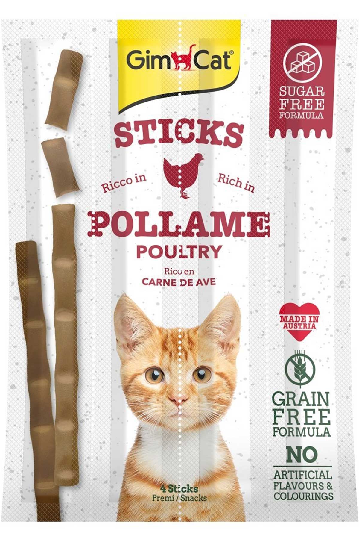 GimCat Sticks Tavuklu Ve Ciğerli Kedi Ödül Çubukları 4lü 20gr