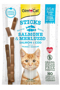 GimCat Tahılsız Somon ve Atlantik Morina Balıklı Kedi Ödül Çubukları 4lü 20gr