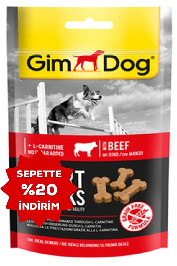 GimDog SportSnacks Sığır Etli L-Carnitinli Tablet Köpek Ödül Maması 60gr