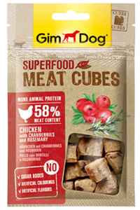 GimDog Superfood Meat Cubes Tavuk Kızılcık ve Biberiyeli Küp Köpek Ödül Maması 40gr