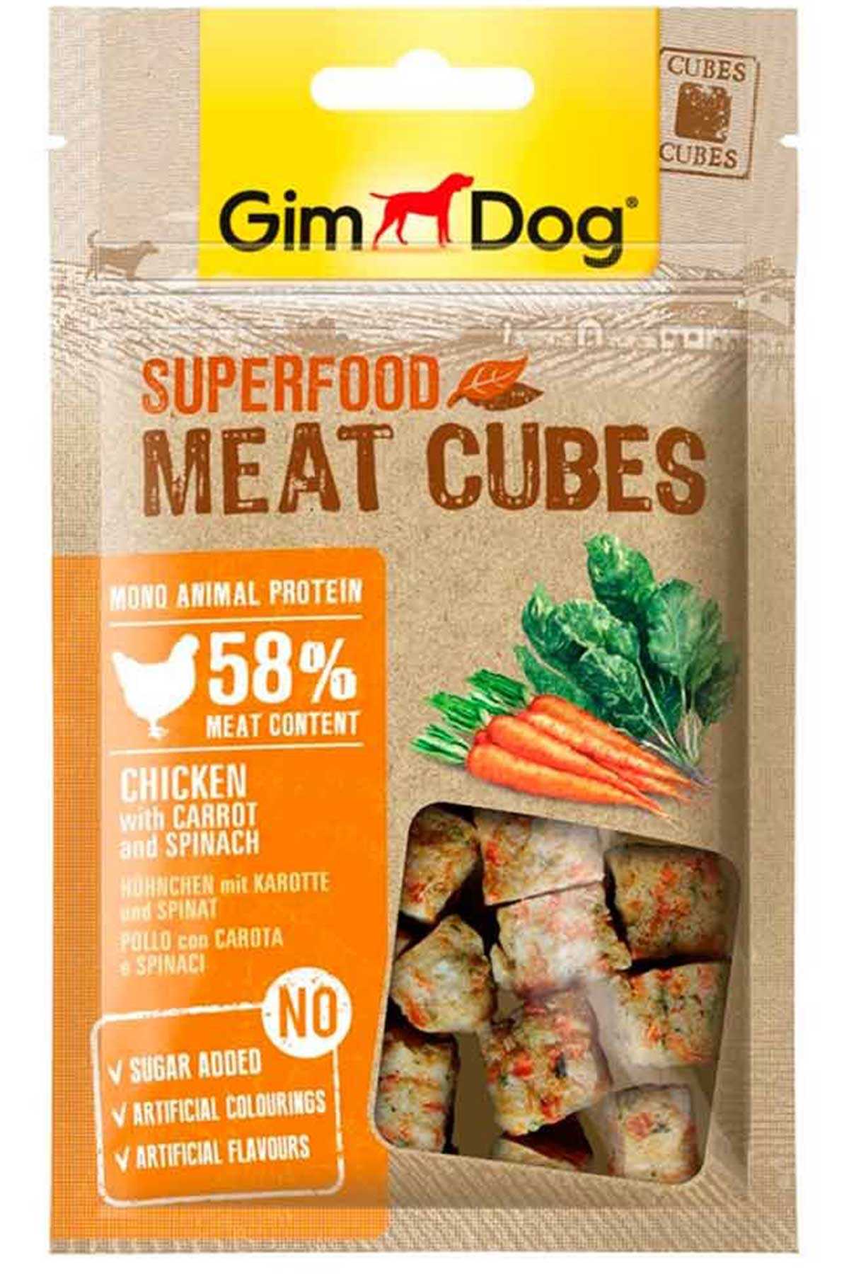 Gimdog Superfood Meat Cubes Tavuklu ve Havuçlu Köpek Ödül Maması 40gr