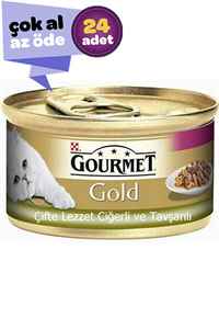 Gourmet Gold Ciğerli ve Tavşanlı Yetişkin Kedi Konservesi 24x85gr (24lü)