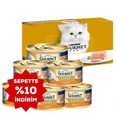 Gourmet Gold Kıyılmış Hindi Etli Yetişkin Kedi Konservesi 6x85gr - Thumbnail
