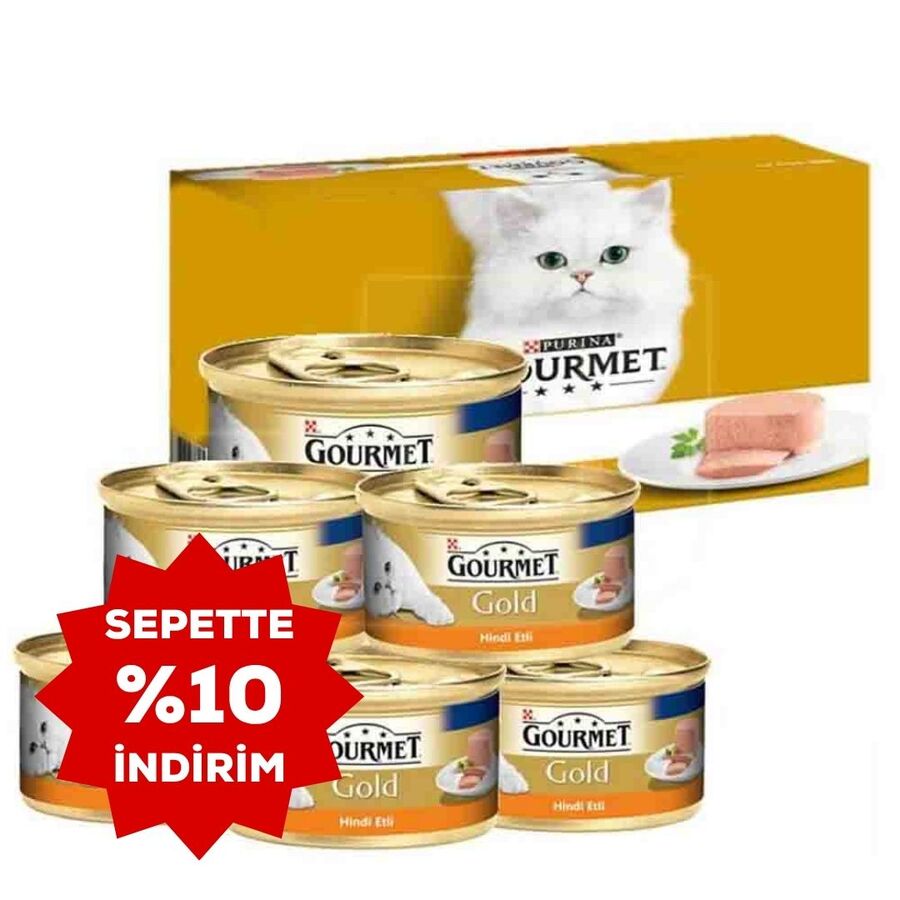 Gourmet Gold Kıyılmış Hindi Etli Yetişkin Kedi Konservesi 6x85gr