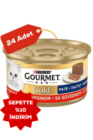 Gourmet Gold Kıyılmış Sığır Etli Yetişkin Kedi Konservesi 24x85gr 24lü