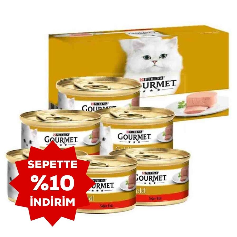 Gourmet Gold Kıyılmış Sığır Etli Yetişkin Kedi Konservesi 6x85gr