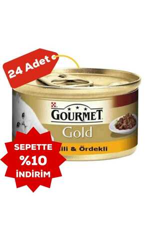 GOURMET - Gourmet Gold Parça Etli Hindili Ördekli Yetişkin Kedi Konservesi 24x85gr 24lü