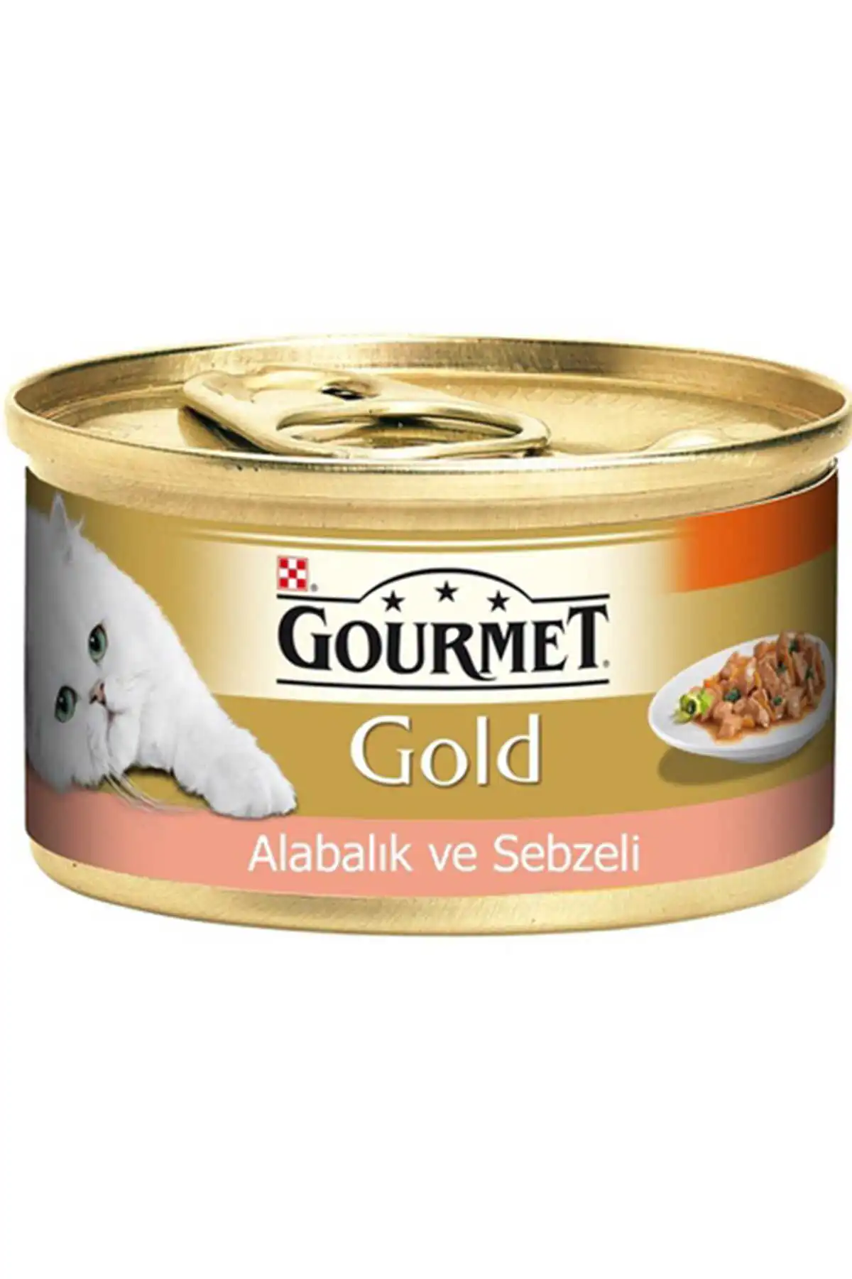 GOURMET - Gourmet Gold Sebze ve Alabalık Parça Et Soslu Yetişkin Kedi Konservesi 85gr