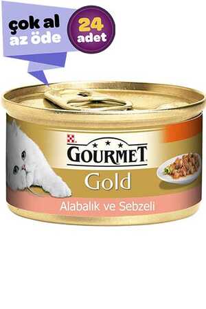 GOURMET - Gourmet Gold Sebze ve Alabalık Parça Et Soslu Yetişkin Kedi Konservesi 24x85gr (24lü)