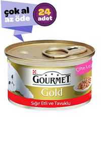 GOURMET - Gourmet Gold Sığır Etli ve Tavuklu Yetişkin Kedi Konservesi 24x85gr (24lü)