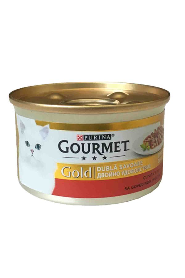 Gourmet Gold Sığır Etli ve Tavuklu Yetişkin Kedi Konservesi 85gr