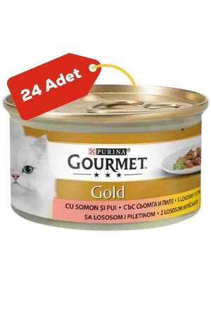 Gourmet Gold Somon ve Tavuk Parça Et Soslu Yetişkin Kedi Konservesi 24x85gr 24lü - Thumbnail