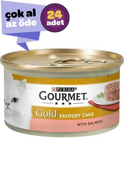 Gourmet Gold Savoury Cake Somonlu Yetişkin Kedi Konservesi 24x85gr (24lü)