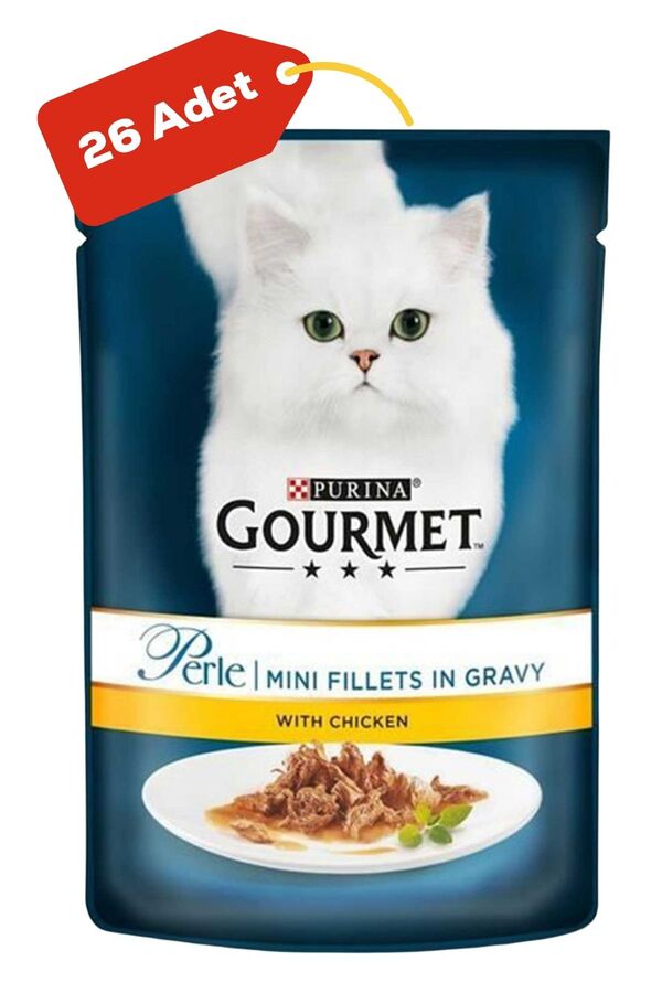 Gourmet Perle Parça Etli Izgara Tavuklu Yetişkin Kedi Konservesi 26x85gr 26lı