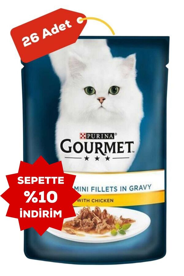 Gourmet Perle Parça Etli Izgara Tavuklu Yetişkin Kedi Konservesi 26x85gr 26lı
