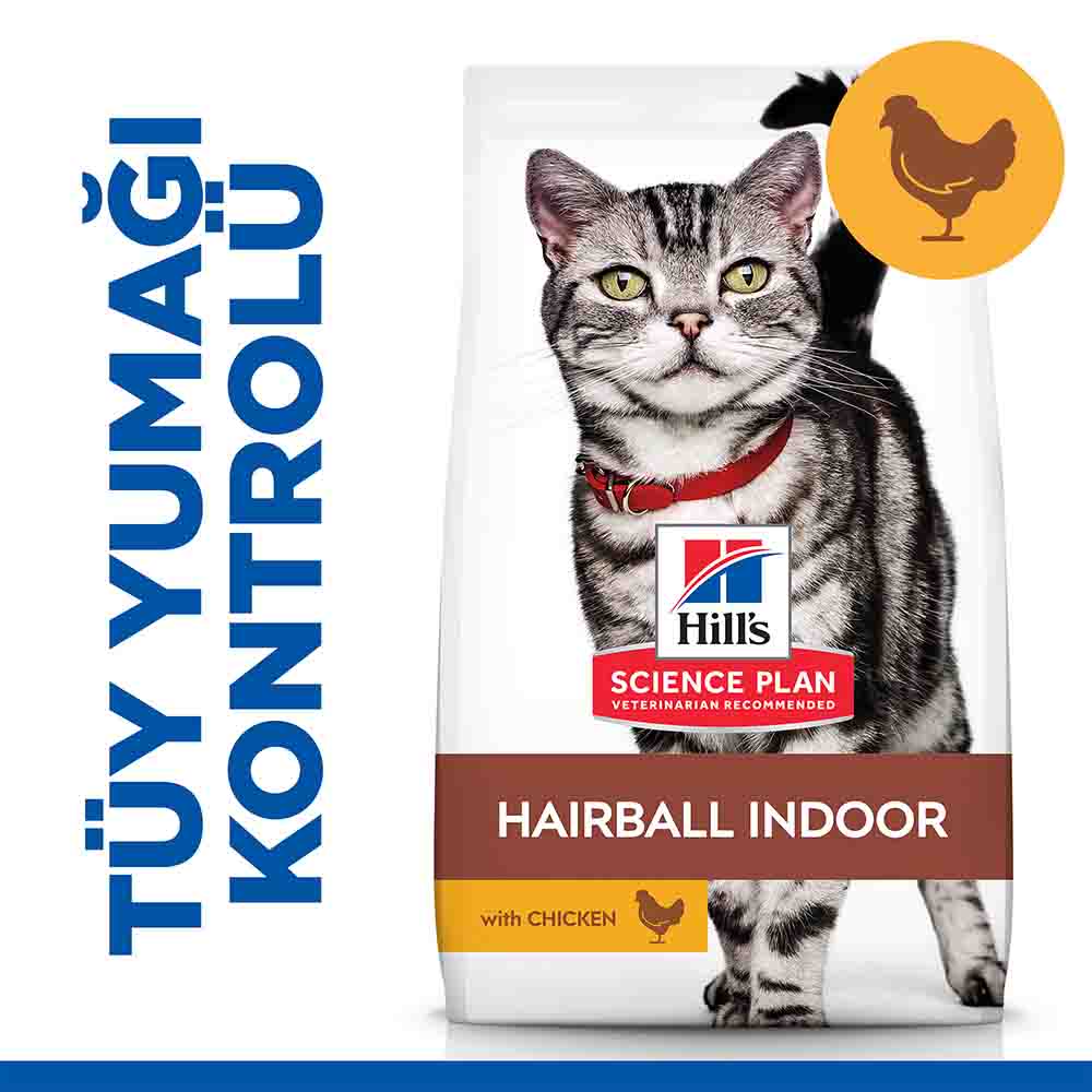 Hills Hairball Indoor Tüy Yumağı Önleyici Tavuklu Yetişkin Kedi Mamasi 1,5kg