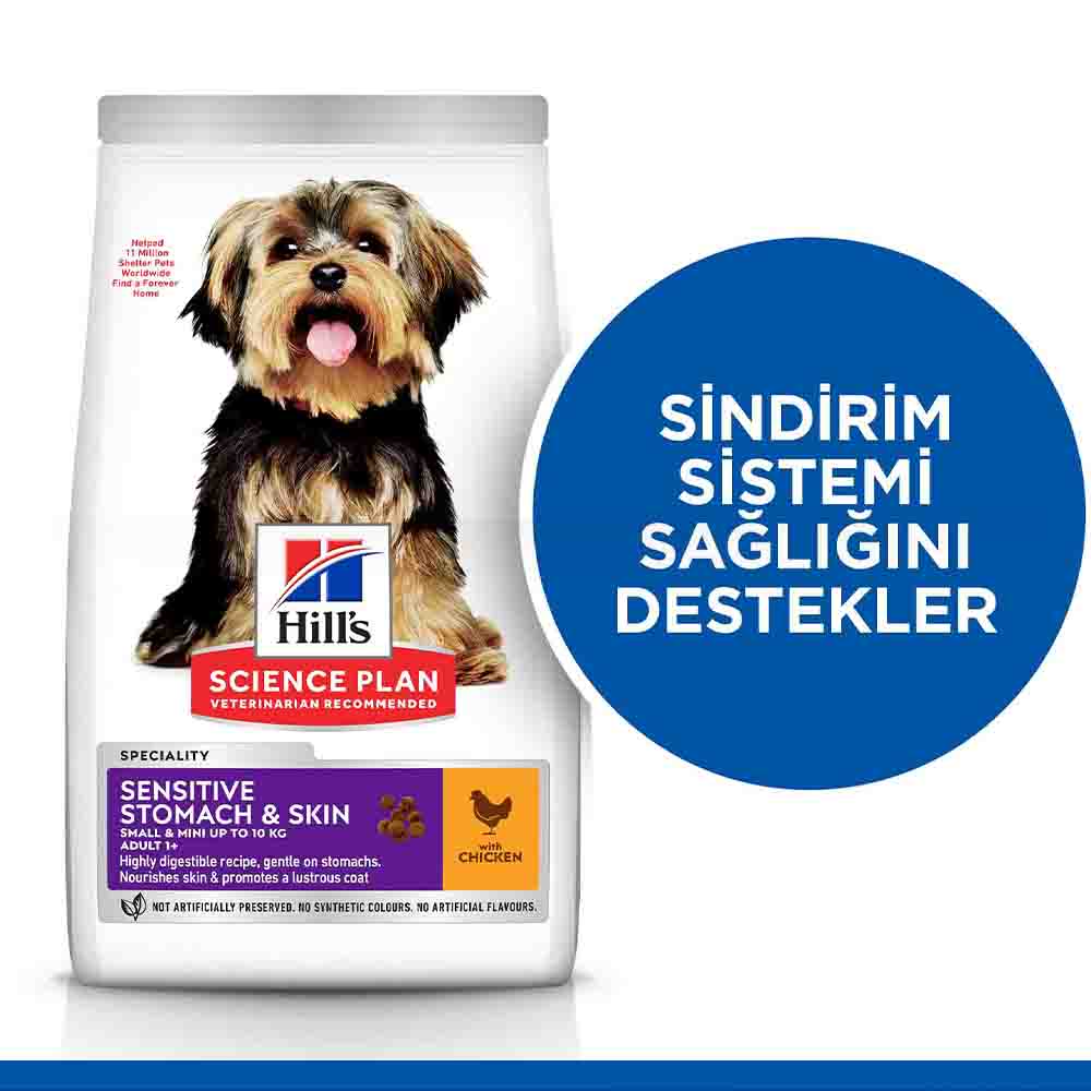 Hills Hassas Mide ve Derili Küçük Irk Tavuklu Yetişkin Köpek Maması 1,5kg