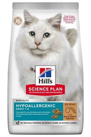 HILLS - Hills Science Plan Hypoallergenic Yumurta ve Böcek Proteinli Yetişkin Kedi Maması 1,5kg