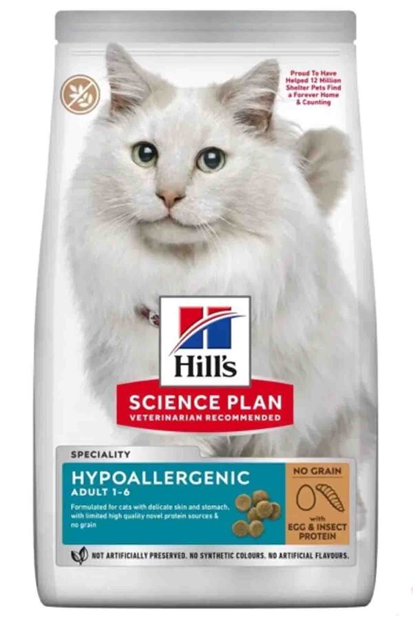 Hills Science Plan Hypoallergenic Yumurta Ve Böcek Proteinli Yetişkin Kedi Maması 7kg