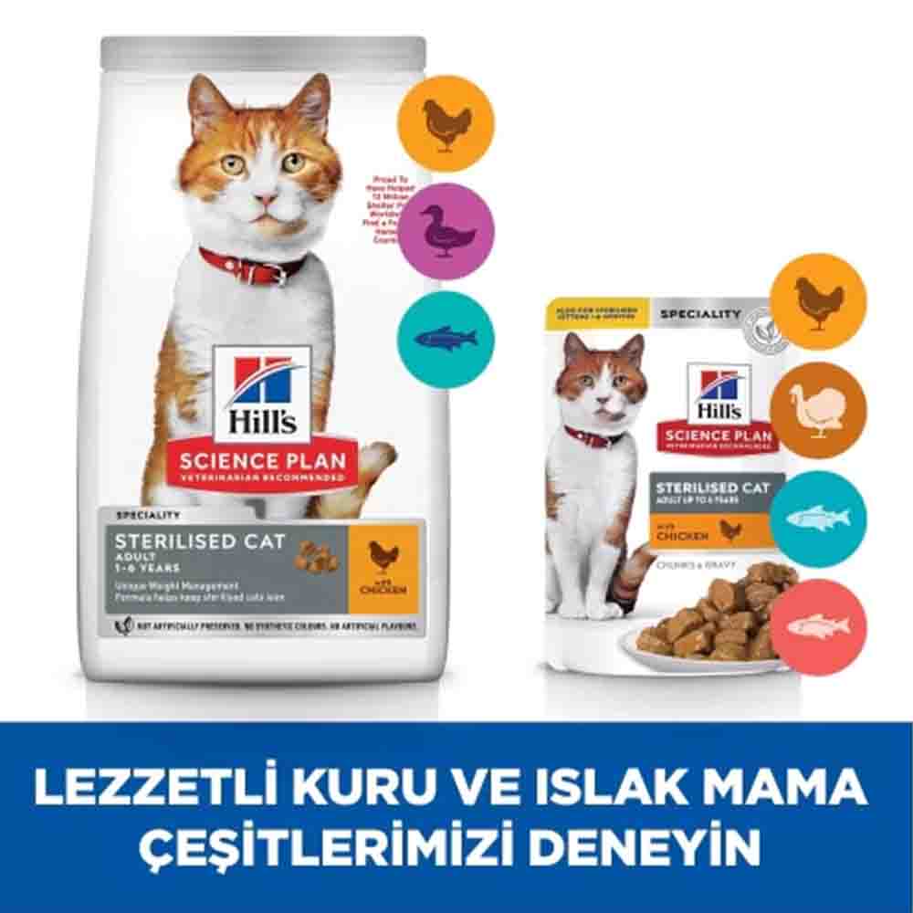 Hills Tavuklu Kısırlaştırılmış Yetişkin Kedi Maması 8kg +2kg HEDİYE