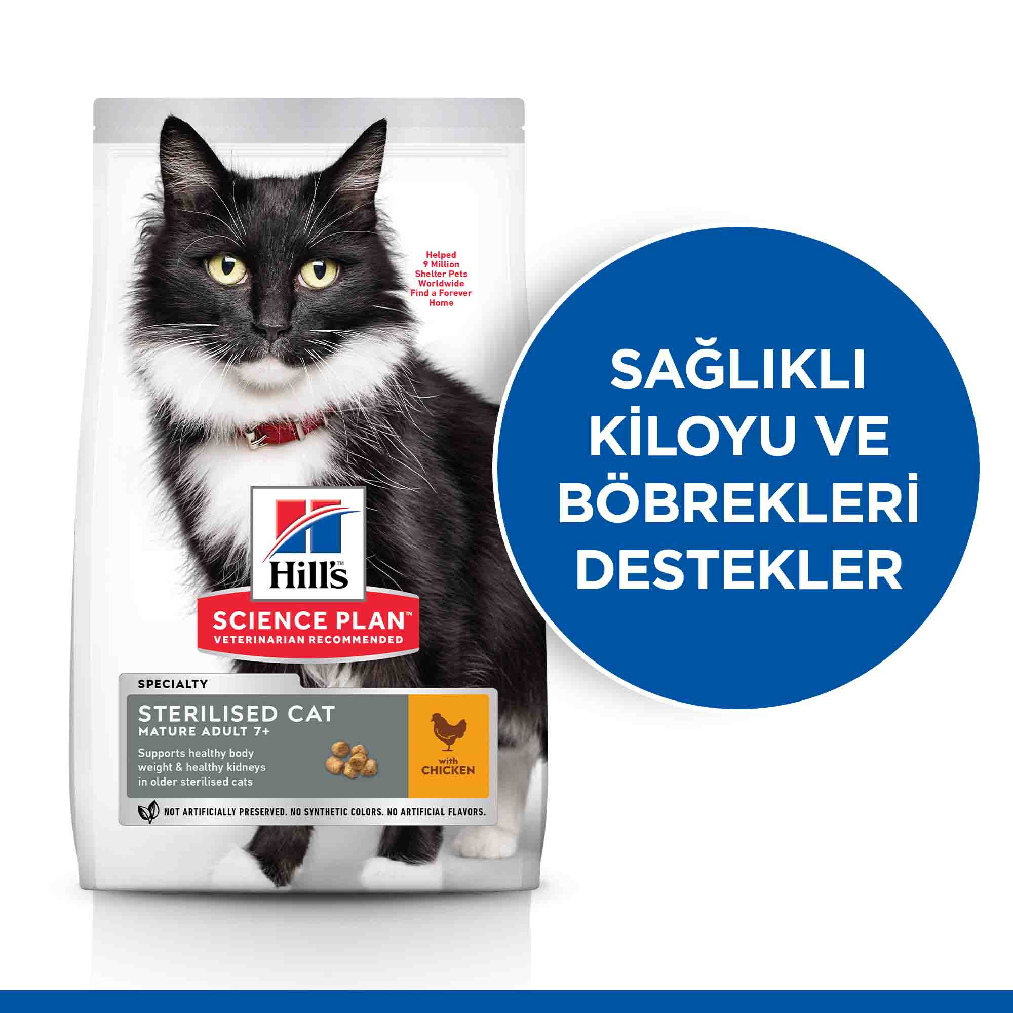 Hills Mature Adult 7+ Tavuklu Kısırlaştırılmış Yaşlı Kedi Maması 1,5kg