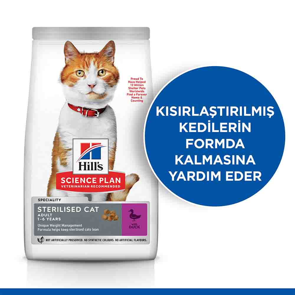 Hills Ördek Etli Kısırlaştırılmış Kedi Maması 1,5kg