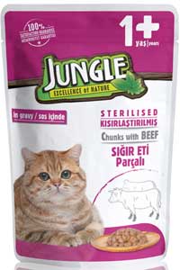 JUNGLE - Jungle Gravy Biftekli Kısırlaştırılmış Kedi Konservesi 100gr