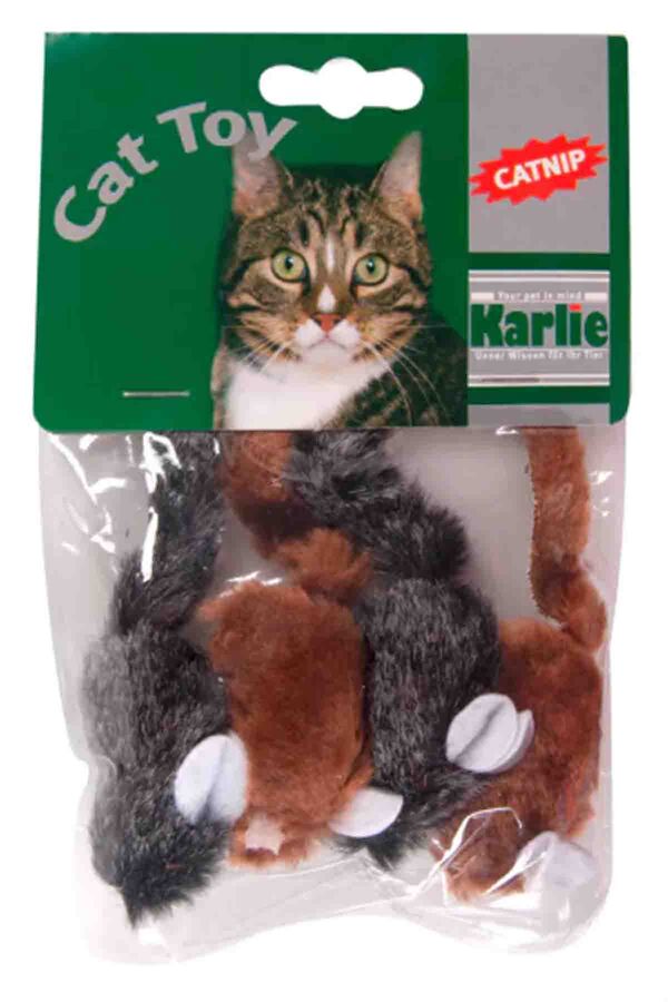 Karlie Peluş Fare Kedi Oyuncağı 5cm Siyah ve Kahverengi